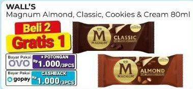 Promo Harga Walls Magnum Classic, Almond, Cookies Cream 80 ml - Alfamart
