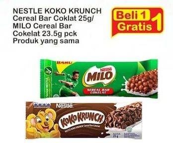 Promo Harga NESTLE KOKO KRUNCH Cereal Bar Coklat 25g/ MILO Cereal Bar Cokelat 23.5g  - Indomaret