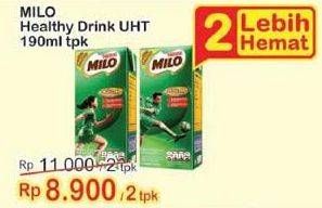 Promo Harga MILO Susu UHT per 2 pcs 190 ml - Indomaret