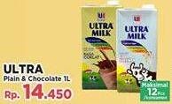 Promo Harga ULTRA MILK Susu UHT Plain, Chocolate 1000 ml - Yogya