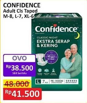 Promo Harga Confidence Adult Classic Night Ekstra Serap & Kering M8, L7, XL6 6 pcs - Alfamart