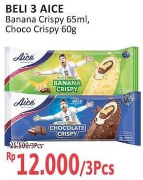 Promo Harga Aice Ice Cream Banana Crispy, Chocolate Crispy 60 gr - Alfamidi