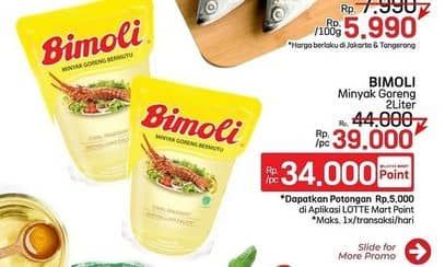 Promo Harga Bimoli Minyak Goreng 2000 ml - LotteMart