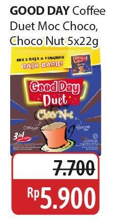 Promo Harga Good Day Coffee Duet MocaChoco, ChocoNut per 5 sachet 22 gr - Alfamidi
