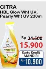 Promo Harga CITRA Hand & Body Lotion Natural Glowing White UV Bengkoang Green Tea, Pearly White UV Korean Pearl Mulberry 230 ml - Alfamart