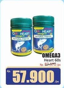 Promo Harga OM3HEART Fish Oil Omega 3 60 pcs - Hari Hari