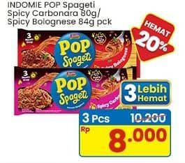 Promo Harga Indomie Pop Spageti Spicy Bolognese, Spicy Carbonara 80 gr - Indomaret