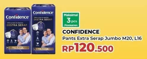 Promo Harga Confidence Adult Pants Slim & Fit Extra Absorb M20, L16 16 pcs - Yogya