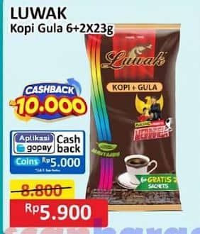 Promo Harga Luwak Kopi + Gula per 8 sachet 25 gr - Alfamart