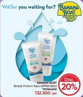Promo Harga Banana Boat Simply Protect Aqua Daily Moisture SPF 50+ 50 ml - Guardian