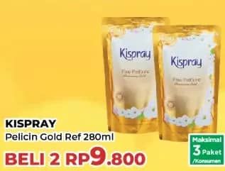 Promo Harga Kispray Pelicin Pakaian Glamorous Gold 280 ml - Yogya