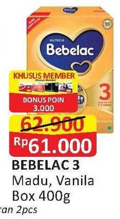 Promo Harga BEBELAC 3 Susu Pertumbuhan Madu, Vanila 400 gr - Alfamart