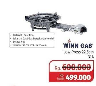 Promo Harga WINN GAS Gas Cooker Low Pressure 22.5 Cm  - Lotte Grosir