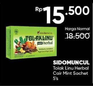Promo Harga SIDO MUNCUL Tolak Linu Obat Herbal Mint per 5 sachet 15 ml - Guardian