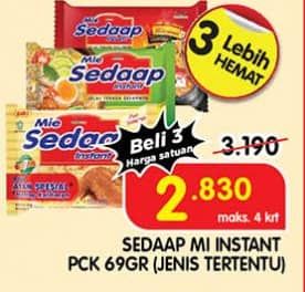 Promo Harga Sedaap Mie Kuah 69 gr - Superindo