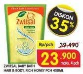 Promo Harga ZWITSAL Natural Baby Bath Hair Body, Rich Honey 450 ml - Superindo