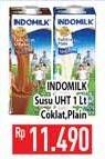 Promo Harga Indomilk Susu UHT Full Cream Plain, Cokelat 1000 ml - Hypermart