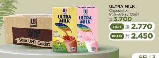 Promo Harga Ultra Milk Susu UHT Coklat, Stroberi 125 ml - LotteMart