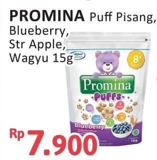 Promo Harga Promina Puffs Pisang, Blueberry, Strawberry Apple, Wagyu Beef 15 gr - Alfamidi