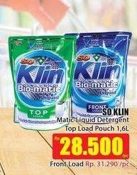Promo Harga SO KLIN Biomatic Liquid Detergent Top Load 1600 ml - Hari Hari
