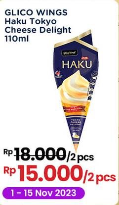 Promo Harga Glico Haku Tokyo Cheese Delight 110 ml - Indomaret