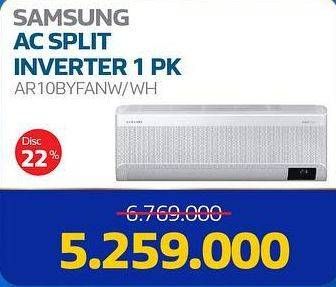 Promo Harga Samsung AR10BYFANWKNSE WindFree™ Lite Air Conditioner AC 1PK with Digital Inverter  - Electronic City