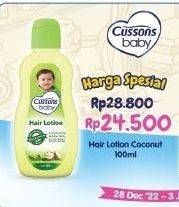Promo Harga Cussons Baby Hair Lotion Coconut Oil Aloe Vera 100 ml - Indomaret