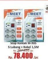 Promo Harga MEET Stop Kontak M905 Socket 5 Lubang Kabel 1.5m  - Hari Hari