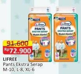 Promo Harga Lifree Popok Celana Ekstra Serap XL6, L8, M10 6 pcs - Alfamart