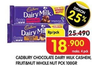 Promo Harga CADBURY Dairy Milk Cashew Nut 90 gr - Superindo