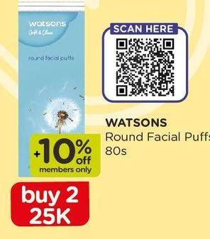 Promo Harga WATSONS Round Facial Puff per 2 pouch 80 pcs - Watsons