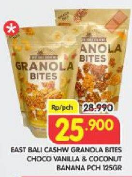 Promo Harga EAST BALI CASHEW Granola Bites Choco Vanilla, Coconut Banana 125 gr - Superindo