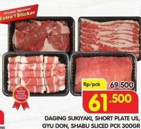 Promo Harga Daging Sukiyaki, Short Plate US, Gyudon, Shabu Sliced 300 g  - Superindo