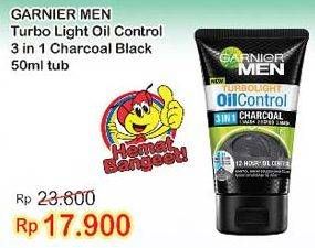 Promo Harga GARNIER MEN Turbo Light Oil Control Facial Foam 3in1 Charcoal 50 ml - Indomaret