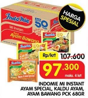 Promo Harga INDOMIE Mi Kuah Ayam Spesial, Kaldu Ayam, Ayam Bawang per 40 pcs 65 gr - Superindo