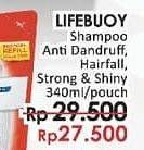 Promo Harga LIFEBUOY Shampoo Anti Dandruff, Anti Hair Fall, Strong Shiny 340 ml - LotteMart