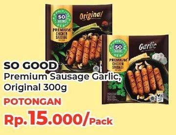 Promo Harga So Good Premium Sausage Garlic, Original 300 gr - Yogya
