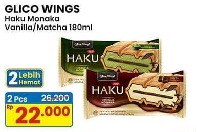 Promo Harga Glico Haku Vanilla Monaka, Matcha 180 ml - Indomaret