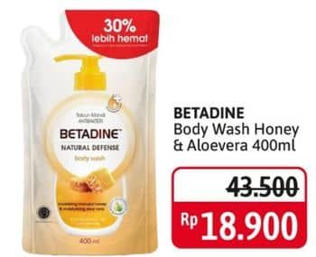 Promo Harga Betadine Natural Defense Body Wash Manuka Honey Moisturising Aloe Vera 400 ml - Alfamidi