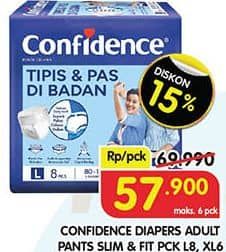 Promo Harga Confidence Adult Pants Tipis & Pas Di Badan L8, XL6 6 pcs - Superindo