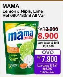 Promo Harga Mama Lemon Cairan Pencuci Piring Jeruk Nipis, Lemon Daun Mint 680 ml - Alfamart