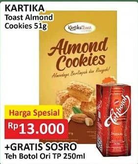 Promo Harga Kartika Toast Almond Cookies 43 gr - Alfamart