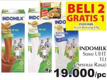 Promo Harga Indomilk Susu UHT Low Fat Cokelat, Low Fat Plain 1000 ml - Giant
