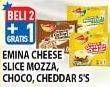 Promo Harga EMINA Cheese Slice Cedda, Choco, Mozza 5 pcs - Hypermart