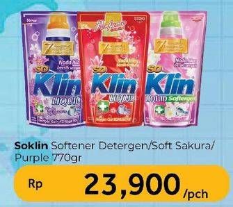 Promo Harga So Klin Liquid Detergent + Softergent Soft Sakura, + Softergent Pink, + Anti Bacterial Violet Blossom 750 ml - Carrefour