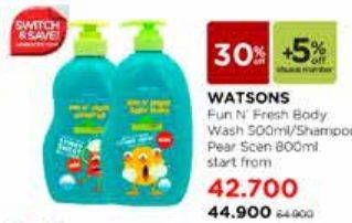 Promo Harga WATSONS Fun N Fresh Body Wash 500ml / Shampoo 800ml  - Watsons