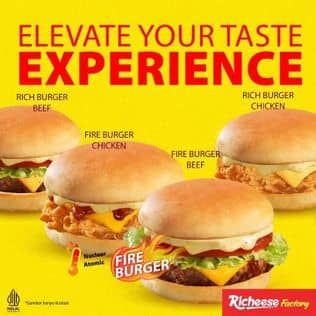 Promo Harga Richeese Factory Combo Fire Burger Beef  - Richeese Factory