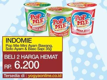 Promo Harga INDOMIE POP MIE Mini Ayam Bawang, Soto Mie, Baso Sapi per 2 pcs 35 gr - Yogya