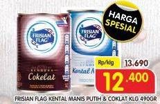 Promo Harga FRISIAN FLAG Susu Kental Manis Putih, Cokelat 490 gr - Superindo