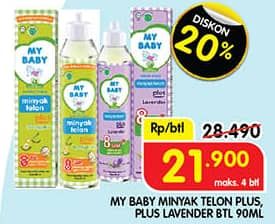 Promo Harga My Baby Minyak Telon Plus Lavender 90 ml - Superindo